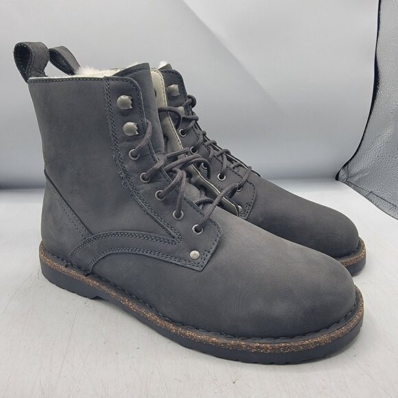 Birkenstock Bryson Womens 41 E Gray Shearling Waxy Nubuck Graphite Boots - Picture 1 of 14